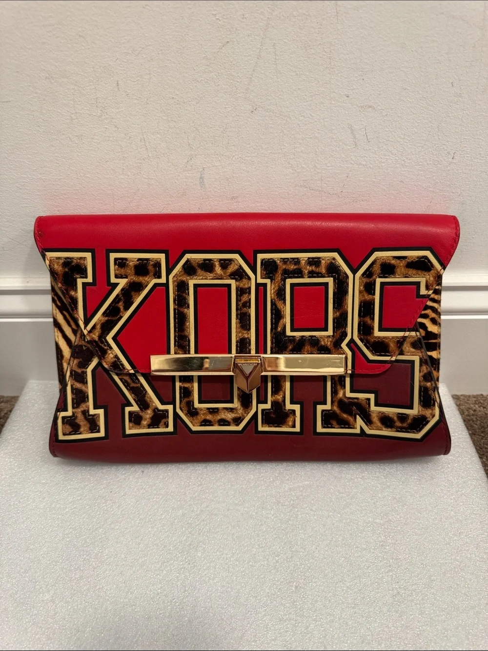 Michael Kors Bekah Leopard Calfhair Envelope Clutch - RARE